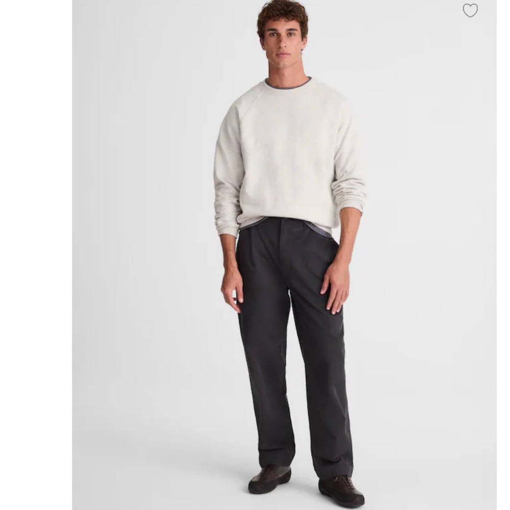 Madewell Pleated Chino Pants in Uniform Twill Pepper Gray 32 NWT office work